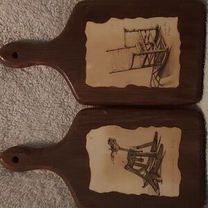 Set Of 2, Vintage Wooden Wall Decor Or Cutting Boards.